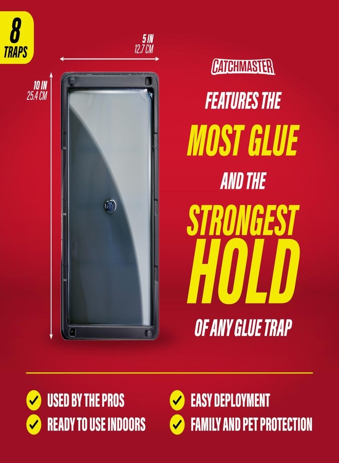 Catchmaster Rat, Snake and Mouse Traps 8Pk, Large Bulk Glue Rat Traps for Home, Adhesive Plastic Tray for Inside House, Snake, Mice, & Spider Catcher, Pest Control for House & Garage - Image 2